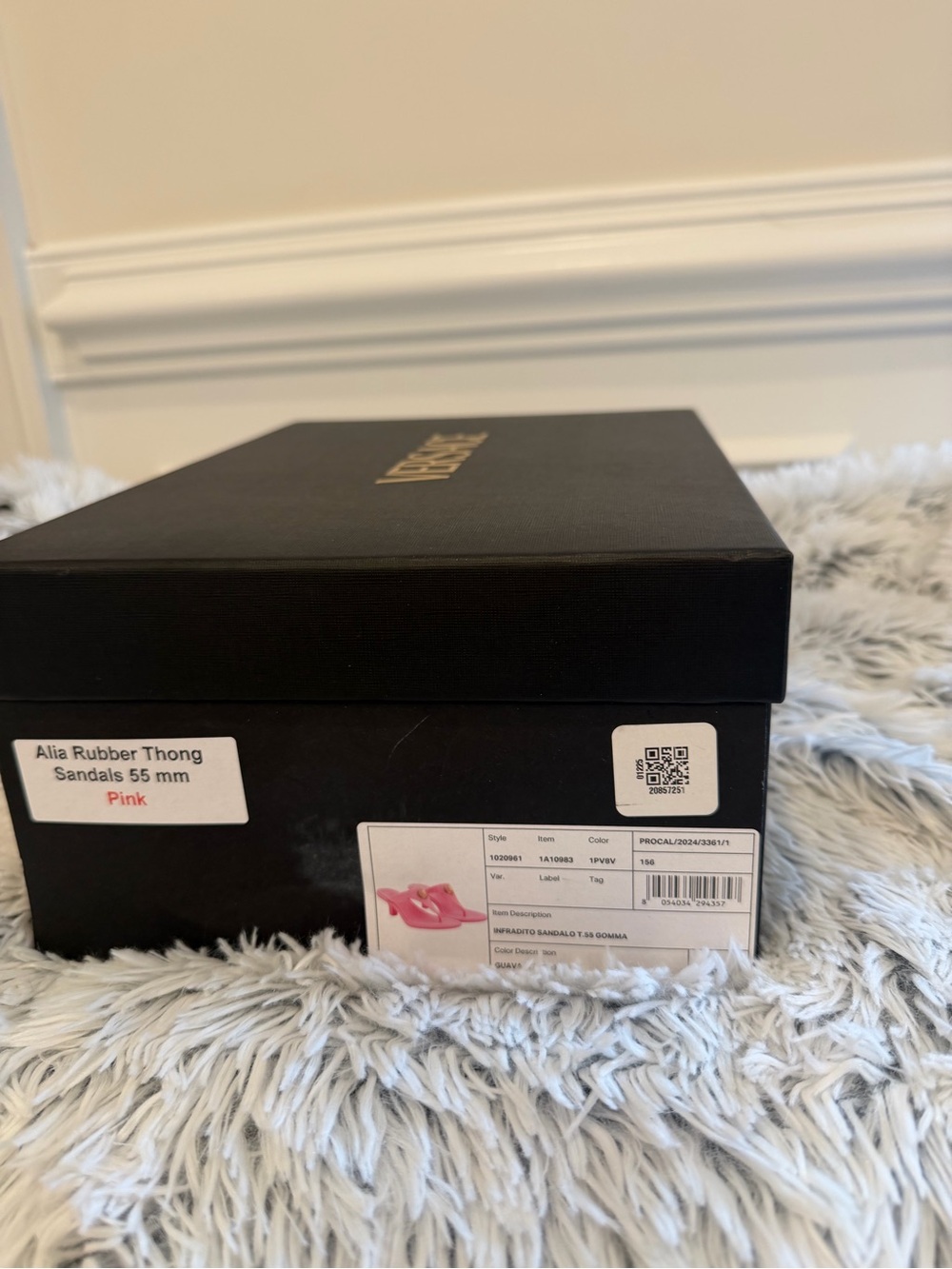 Versace Guava Gold Logo Rubber Thong Sandals